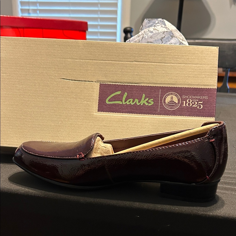 Clarks Women's Deep Burgundy Patent Loafers